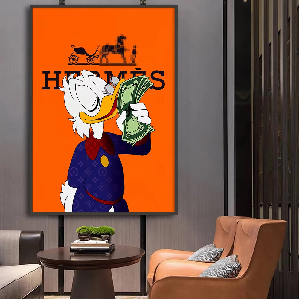 Scrooge Mcduck Motivational Poster Modern Luxury Wall Art Canvas Painting Print Pop Pictures for Living Room Home Decor Cuadros