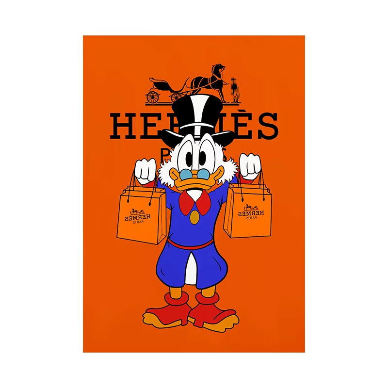 Scrooge Mcduck Motivational Poster Modern Luxury Wall Art Canvas Painting Print Pop Pictures for Living Room Home Decor Cuadros
