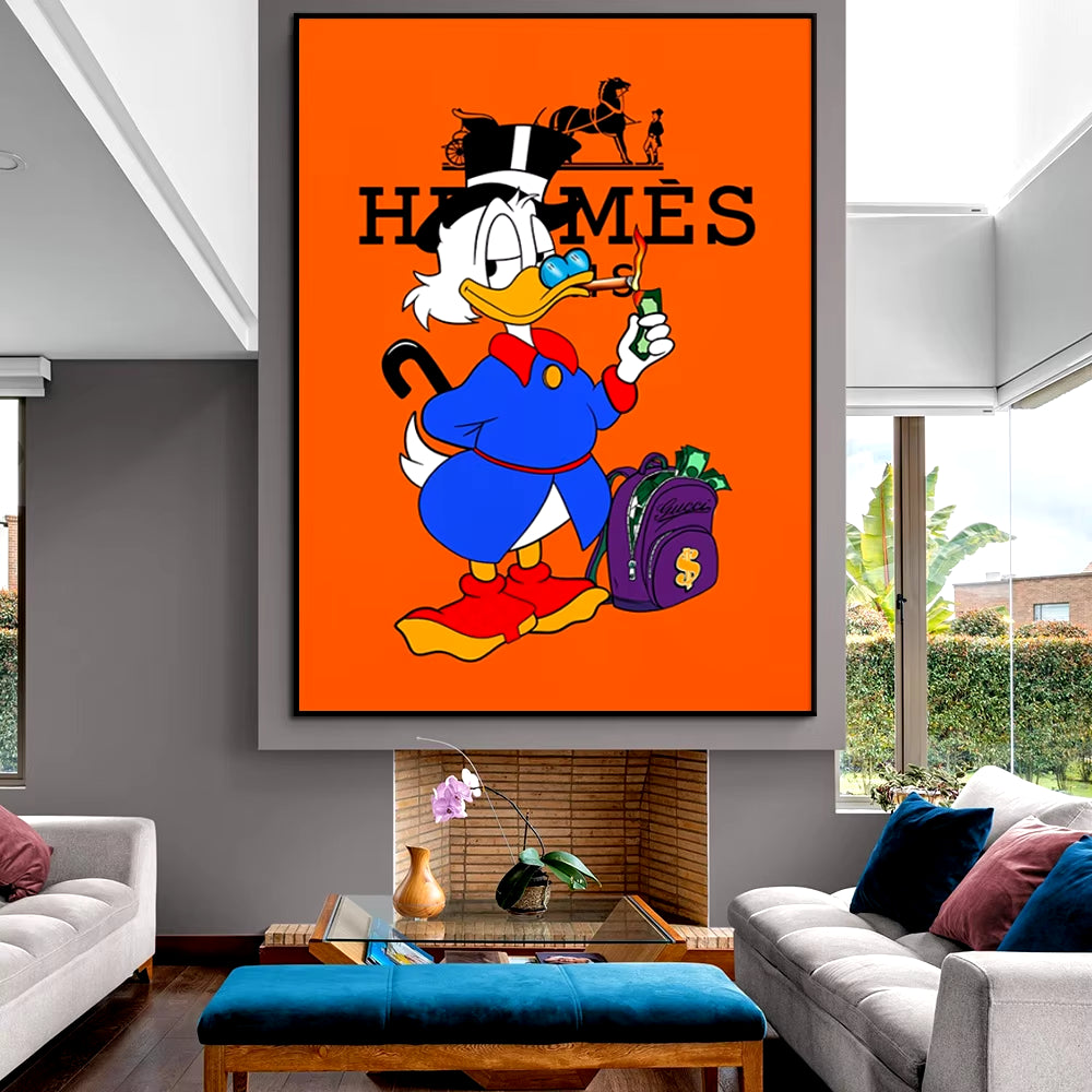Scrooge Mcduck Motivational Poster Modern Luxury Wall Art Canvas Painting Print Pop Pictures for Living Room Home Decor Cuadros