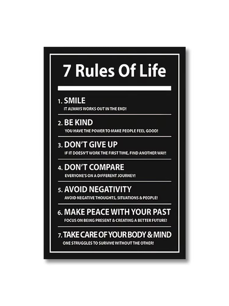 7 Rules of Life Inspiring Letter Black Prints Motivational Quote Canvas Poster for Home Office Decor