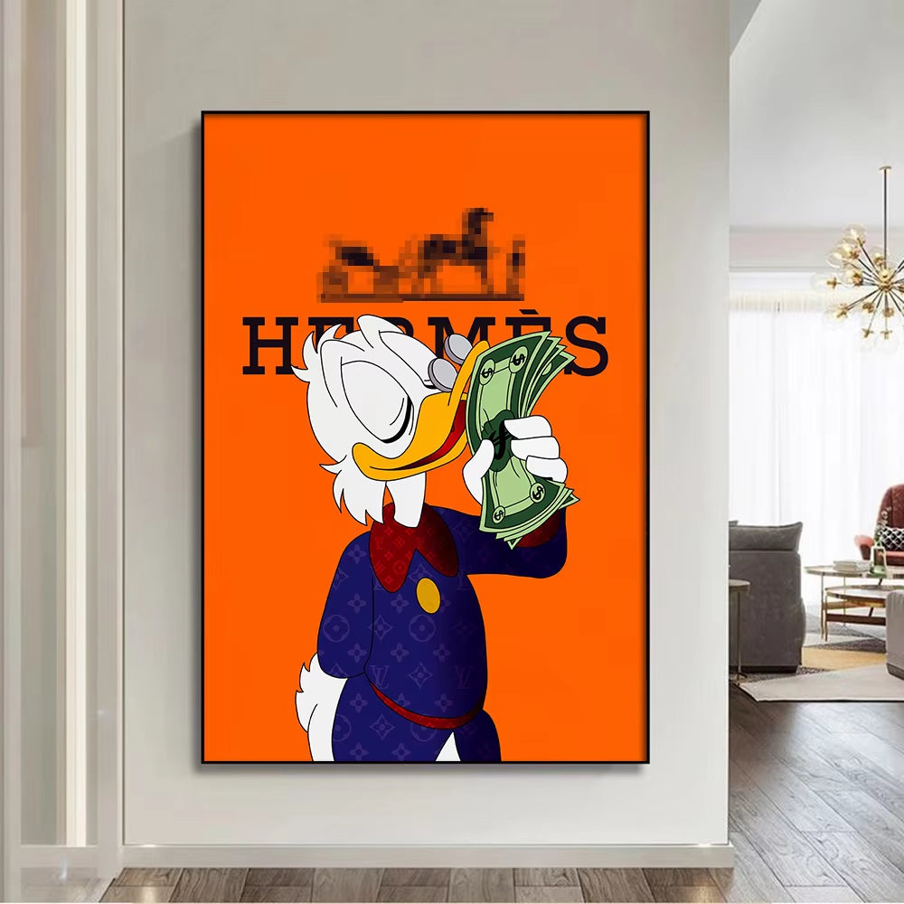Scrooge Mcduck Motivational Poster Modern Luxury Wall Art Canvas Painting Print Pop Pictures for Living Room Home Decor Cuadros